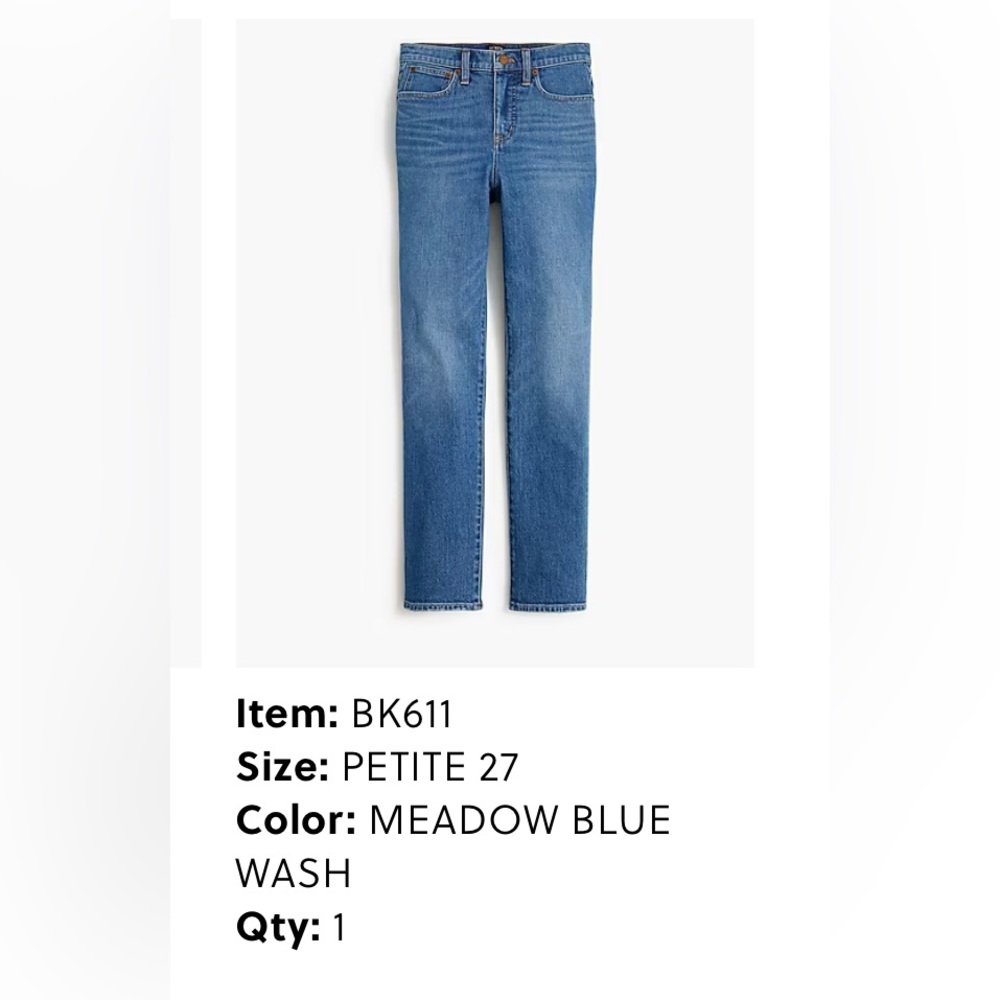 J crew essential straight jean 27P NWT